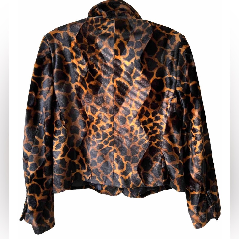 Harvé Benard By Benard Holtzman Leopard Print Faux Fur Jacket Lined 10P - Picture 9 of 13